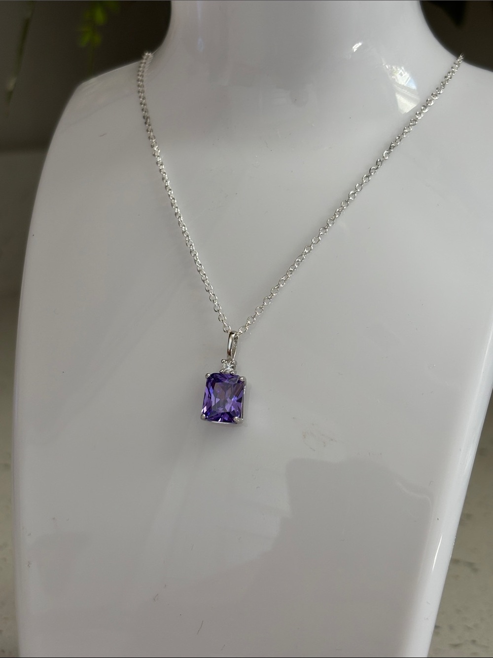 925 Sterling Silver Amethyst Pendant Necklace - Picture 5 of 11